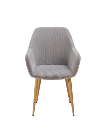 Sedia in velluto grigio con gambe in metallo tono rovere di 91cm