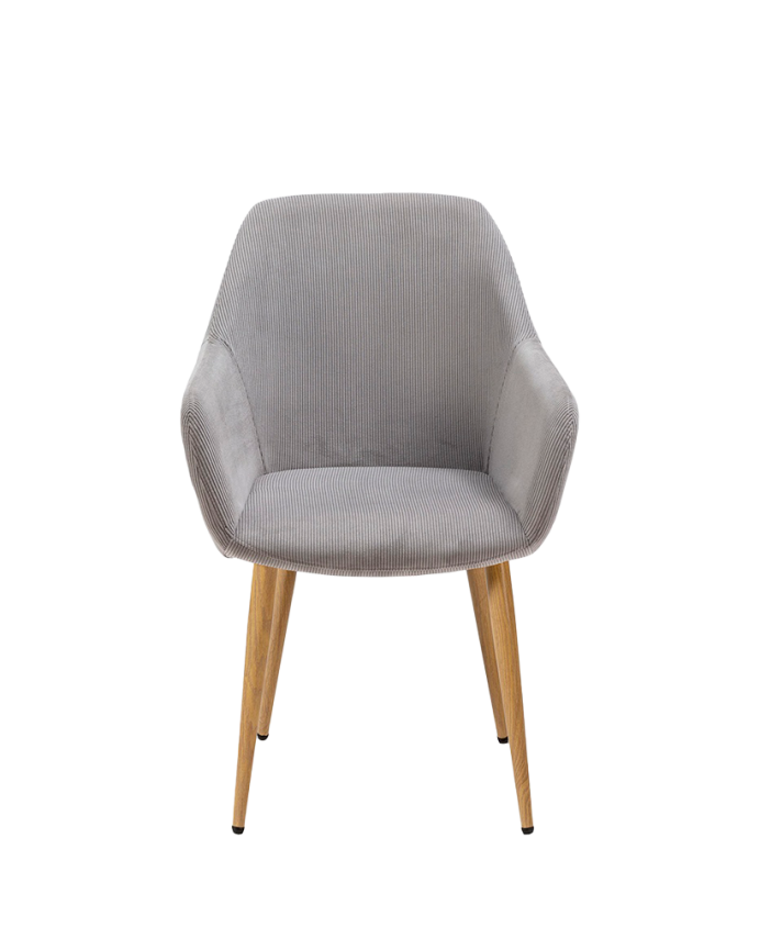 Sedia in velluto grigio con gambe in metallo tono rovere di 91cm