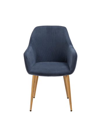 Sedia in velluto blu con gambe in metallo colore rovere di 91cm