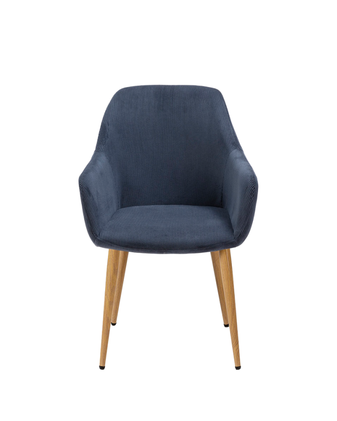 Sedia in velluto blu con gambe in metallo colore rovere di 91cm