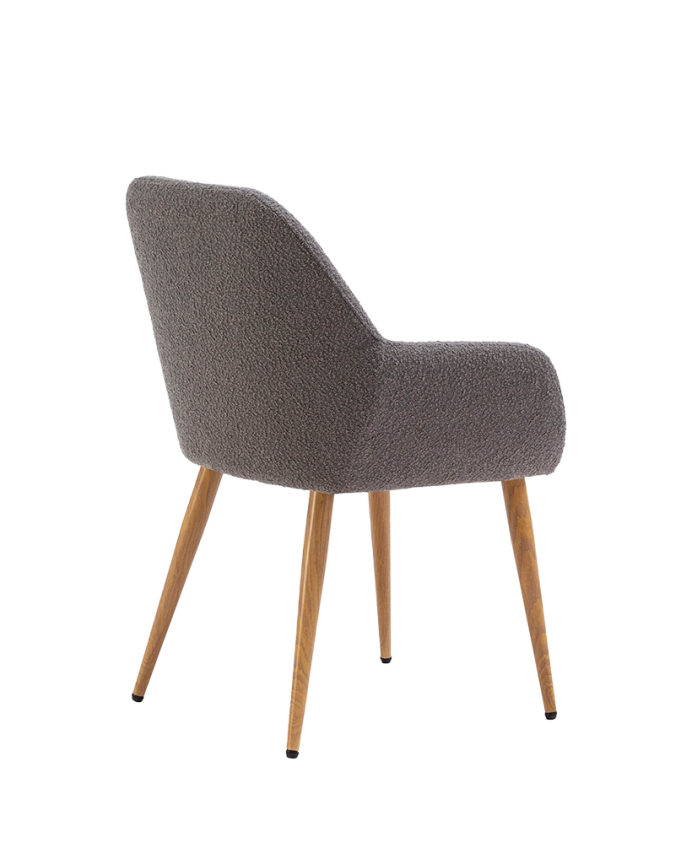 Sedia bouclé grigia con gambe in metallo color rovere di 82cm