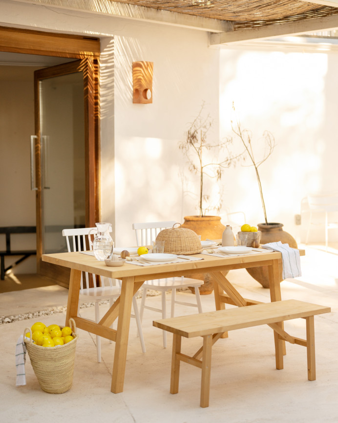 Tavolo da pranzo in legno massello in tonalità d'oliva di varie dimensioni