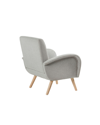 Poltrona in legno massello con seduta in schiuma e fibra in colore grigio di 75x74cm