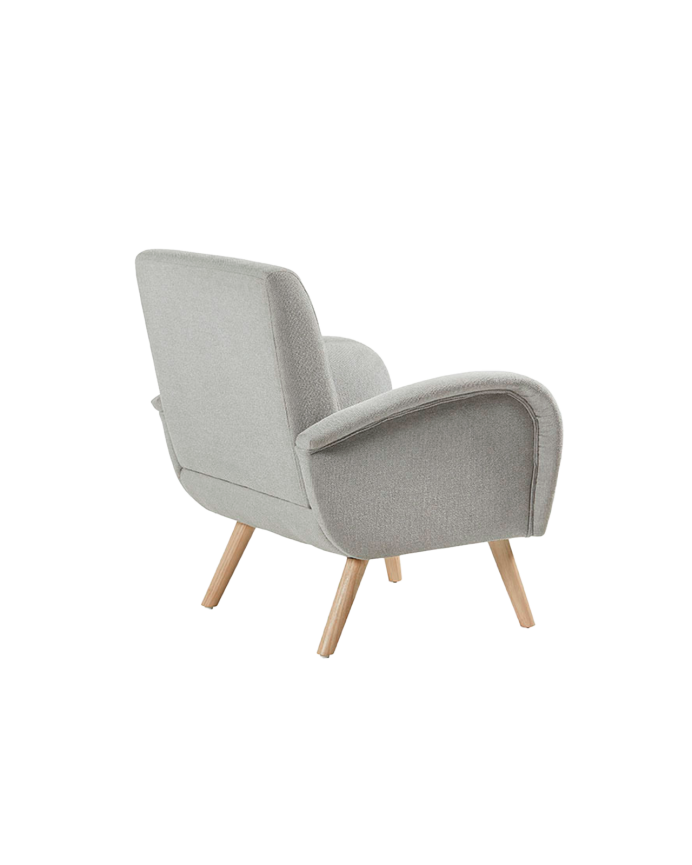 Poltrona in legno massello con seduta in schiuma e fibra in colore grigio di 75x74cm