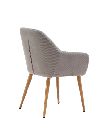 Sedia in velluto grigio con gambe in metallo tono rovere di 91cm