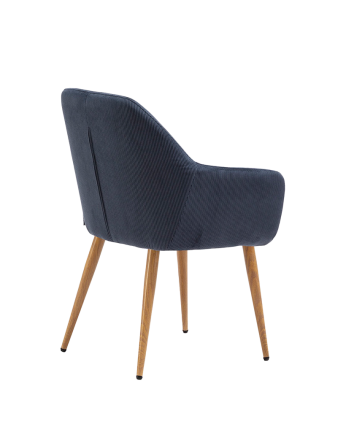 Sedia in velluto blu con gambe in metallo colore rovere di 91cm