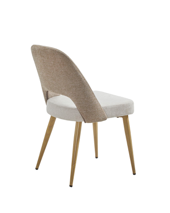 Sedia in tessuto combinata beige e talpa con gambe metalliche di colore rovere di 84cm