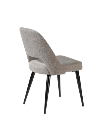 Sedia in tessuto grigio con gambe in metallo nero di 84cm