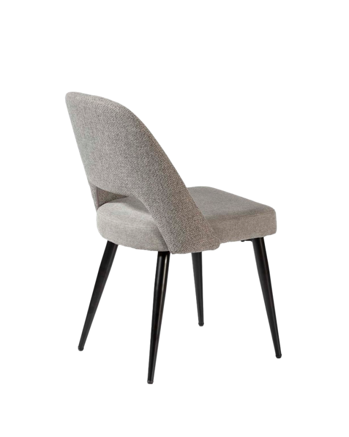 Sedia in tessuto grigio con gambe in metallo nero di 84cm