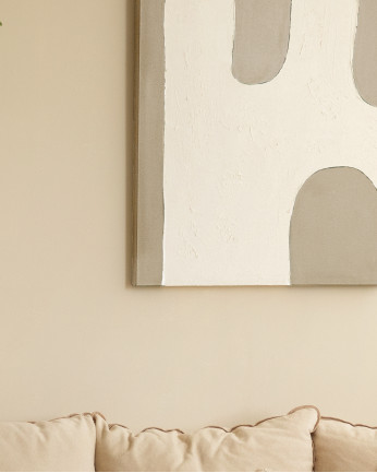 Quadro beige e bianco decorativo su cotone con telaio di legno dipinto a mano con pittura ad olio in varie misure