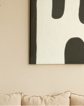 Quadro nero e bianco decorativo su cotone con telaio in legno dipinto artigianalmente con pittura ad olio in varie misure.