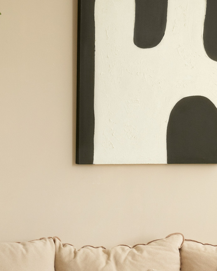 Quadro nero e bianco decorativo su cotone con telaio in legno dipinto artigianalmente con pittura ad olio in varie misure.