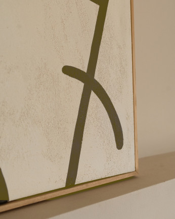 Quadro beige e verde decorativo su cotone con telaio in legno dipinto a mano con pittura ad olio in diverse misure