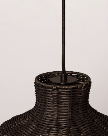 Lampada da soffitto in fibra di vimini naturale color nero 60x50cm