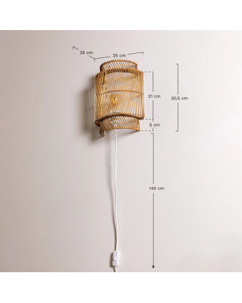 Lampada da parete in rattan di Ø25 cm