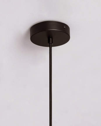 Lampada da soffitto in fibra di vimini naturale color nero 60x50cm