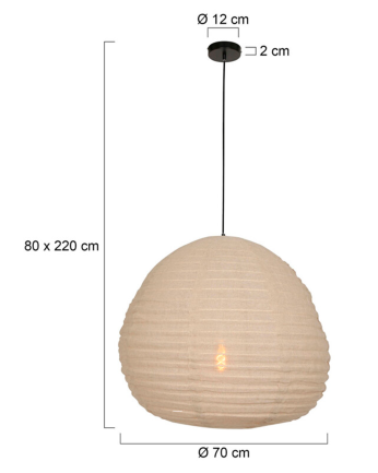 Lampadario in tessuto beige Ø70cm