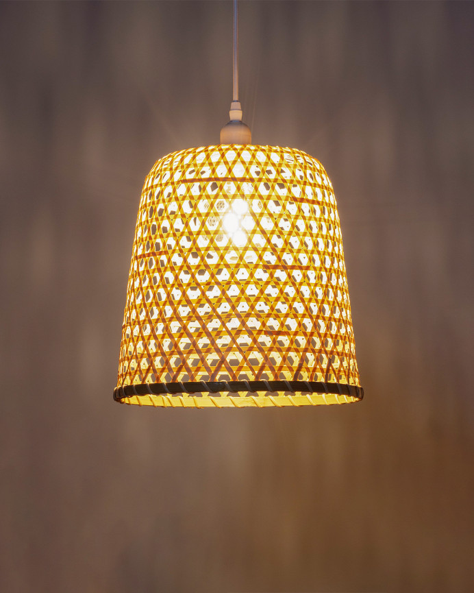 Lampada da soffitto in fibre naturali di rattan 31x182cm