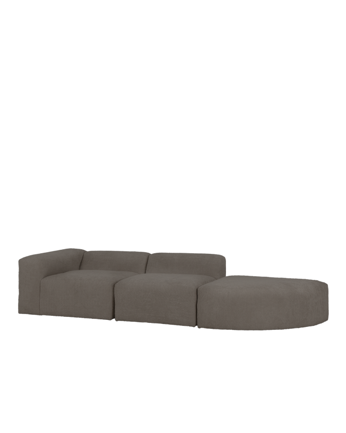 Divano a 3 moduli con curva bouclé in grigio scuro 320x110cm