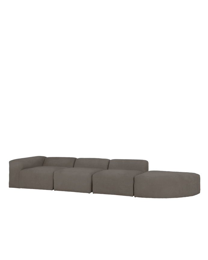 Divano a 4 moduli con curva bouclé color grigio scuro 410x110cm