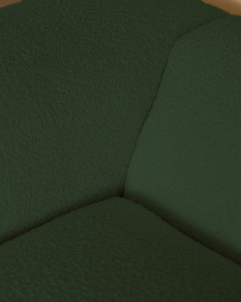 Divano a 3 moduli con curva bouclé di colore verde 320x110cm