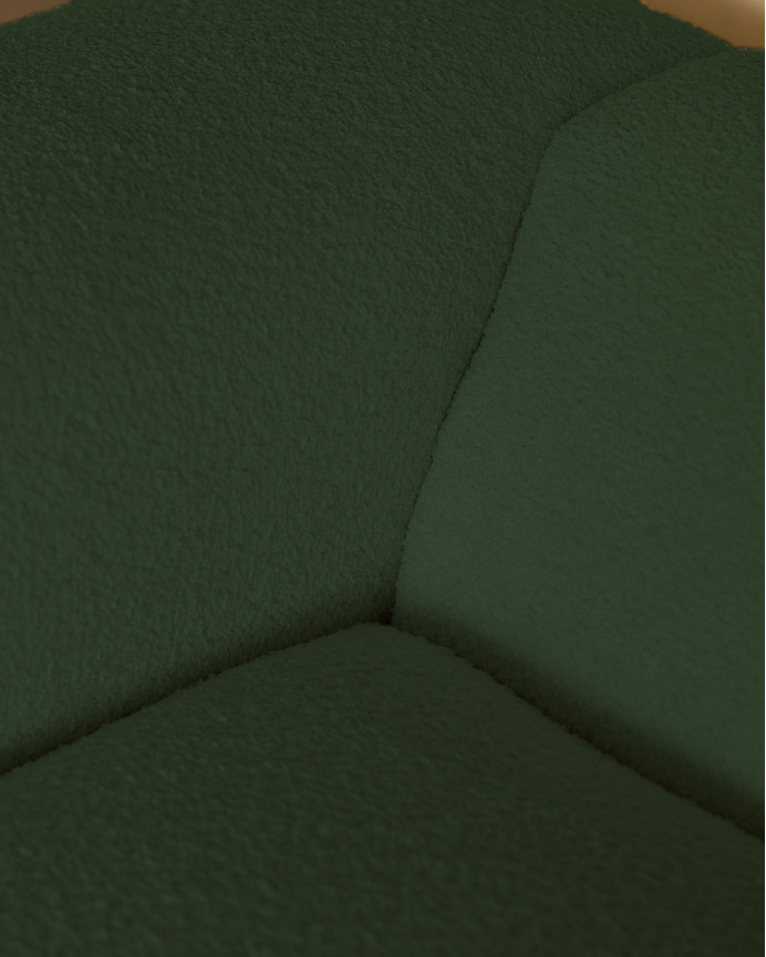 Divano a 4 moduli con curva bouclé in verde 410x110cm