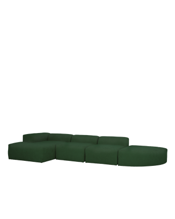 Divano curvo a 4 moduli con chaise longue in bouclé verde 410x172cm