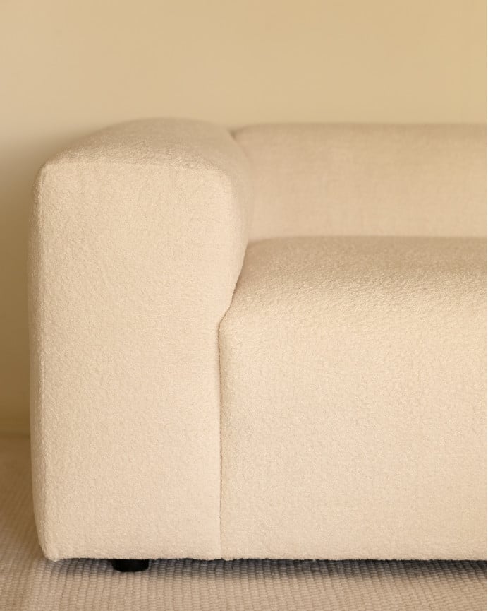 Divano a 3 moduli con chaise longue in bouclé bianco 330x172cm