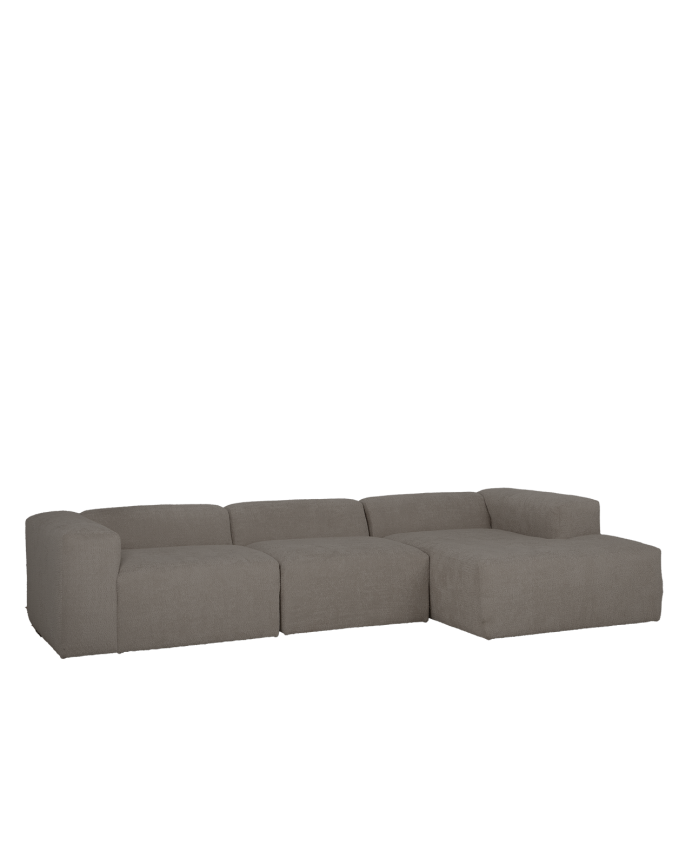 Divano a 3 moduli con chaise longue in bouclé di colore grigio scuro 330x172cm