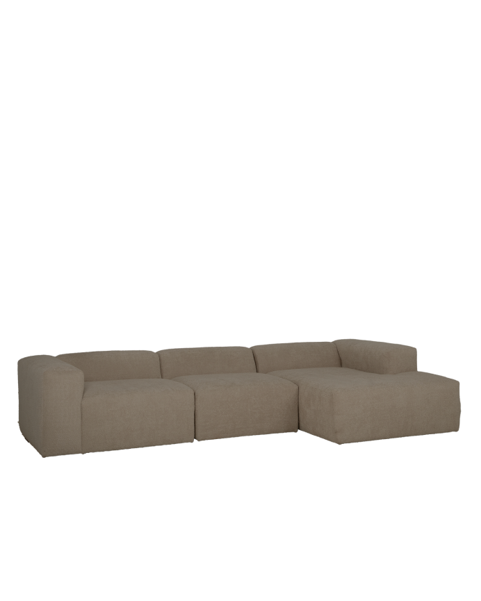 Divano a 3 moduli con chaise longue in bouclé di colore marrone 330x172cm