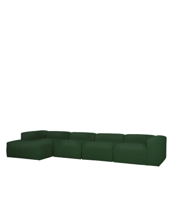 Divano a 4 moduli con chaise longue in bouclé colore verde 420x172cm