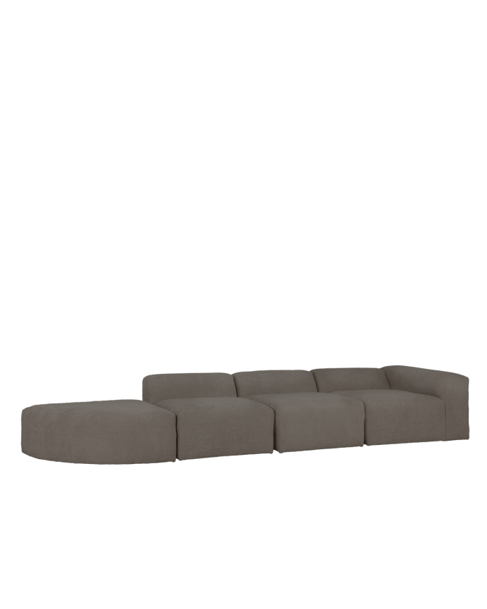 Divano a 4 moduli con curva in bouclé grigio scuro 410x110cm