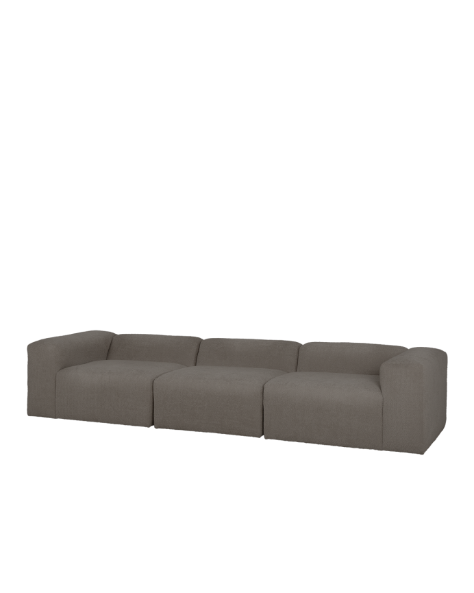 Divano a 3 moduli in bouclé di colore grigio scuro 330x110cm