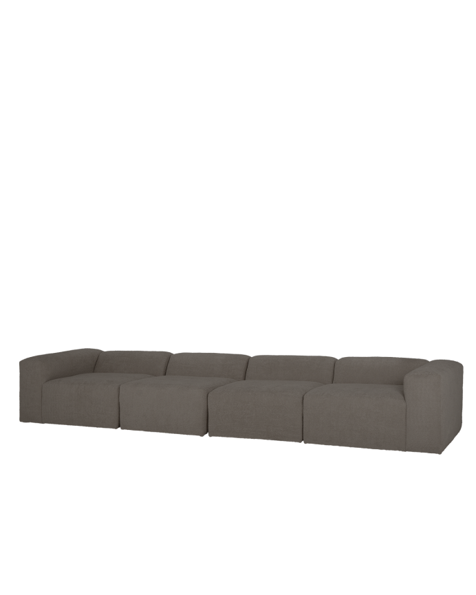 Divano a 4 moduli in bouclé di colore grigio scuro 420x110cm