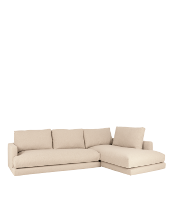 Divano con chaise longue in tono beige di diverse misure