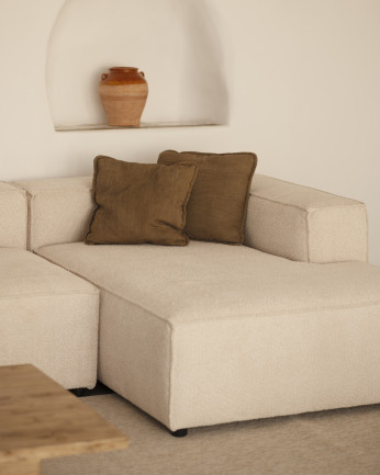 Divano in bouclé con chaise longue colore beige di varie misure