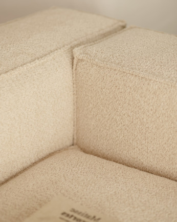 Divano in bouclé con chaise longue colore beige di varie misure