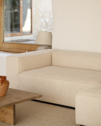 Divano in bouclé con chaise longue colore beige di varie misure