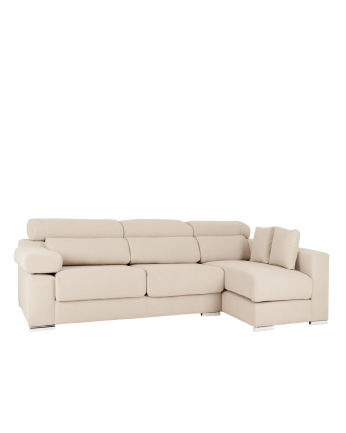 Divano con chaise longue di colore beige di varie misure