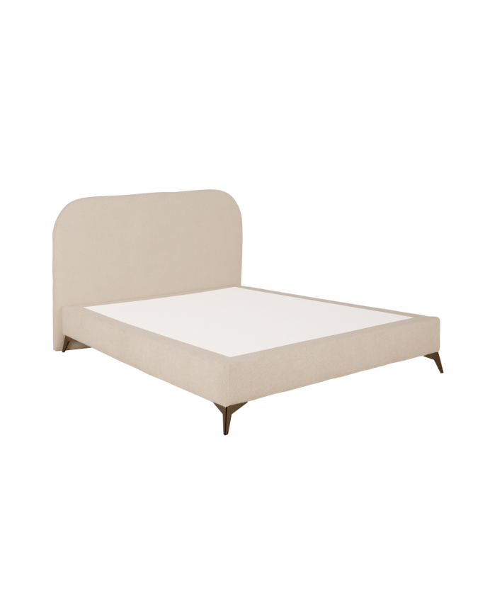 Letto imbottito in bouclé beige per materassi di varie dimensioni