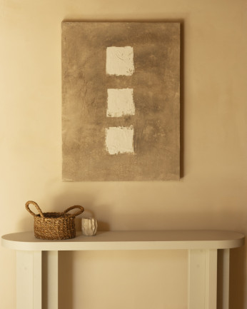 Quadro beige e bianco decorativo su tela di cotone con telaio in legno dipinto a mano con pittura ad olio di varie misure