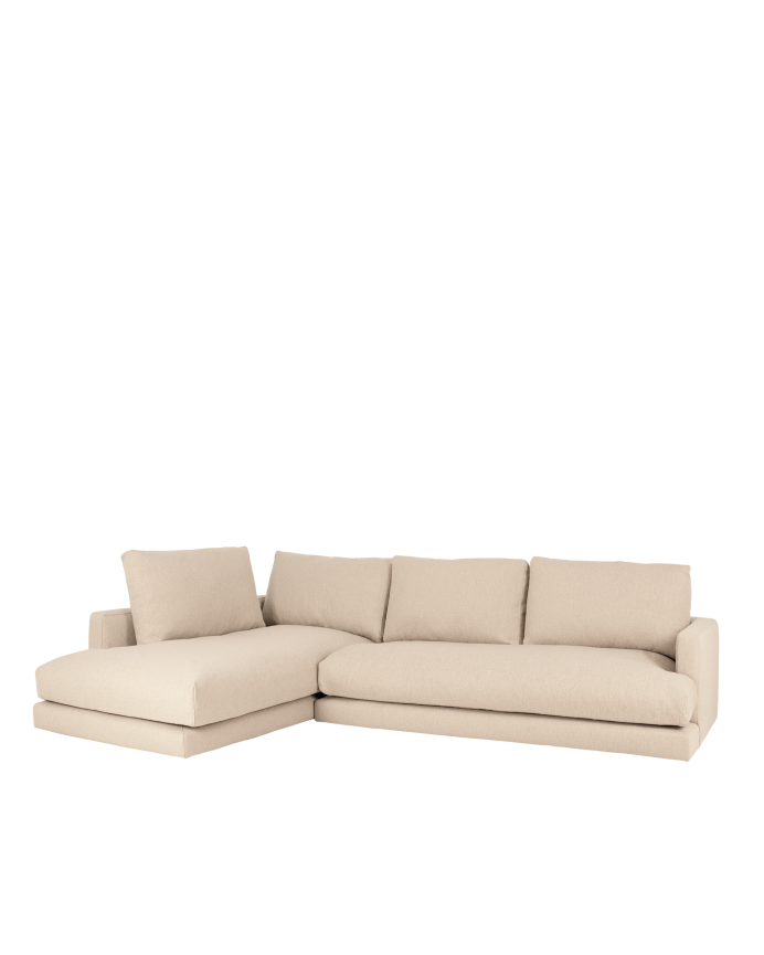 Divano con chaise longue in tono beige di diverse misure