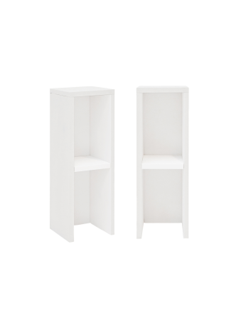 Pack di 2 comodini / tavolino basso in legno massello in tono bianco 60x20cm