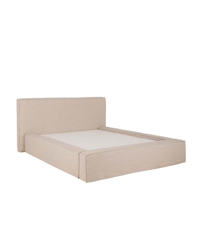 Letto sfoderabile in lino beige per materassi di varie dimensioni