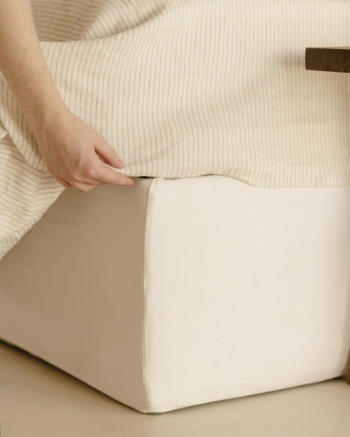 Copertura de letto con contenitore sfoderabile in lino bianco per materassi di varie dimensioni