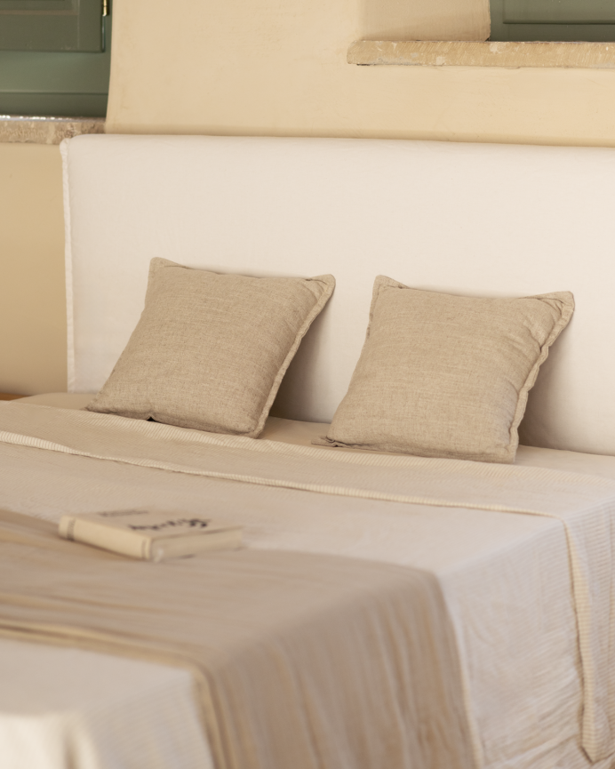 Copertura de letto con contenitore sfoderabile in lino bianco per materassi di varie dimensioni