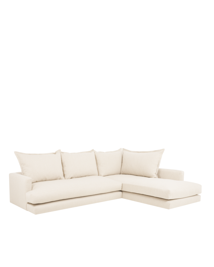 Divano con chaise longue destro tonalità bianco rotto diverse misure