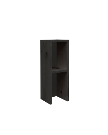 Tavolino da notte o ausiliario in legno massello in tono nero di 60x20cm