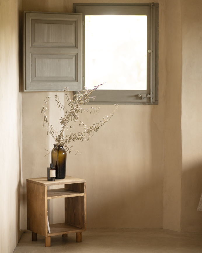 Pack de 2 comodini in legno massello tono rovere scuro da 51x32cm