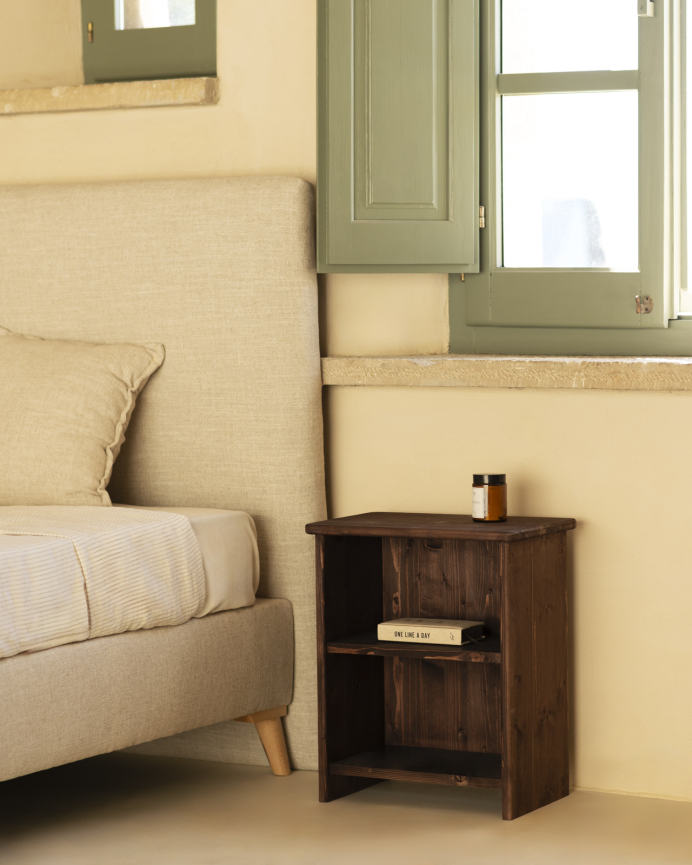 Pack de 2 comodini in legno massello tono noce da 50x42cm